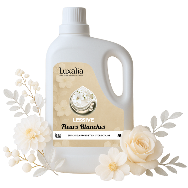 lessive fleurs blanches